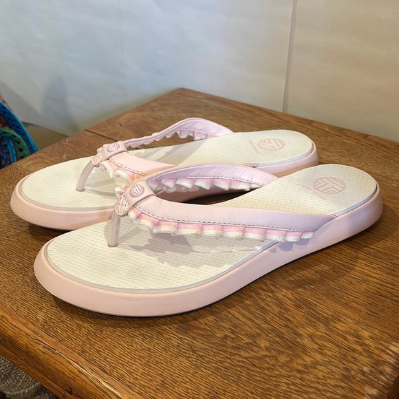 Tory Sport Shoes - Tory Burch Sport pink ruffled flip flops size 9